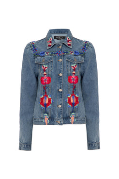 Jaqueta bordada upscale denim azul
