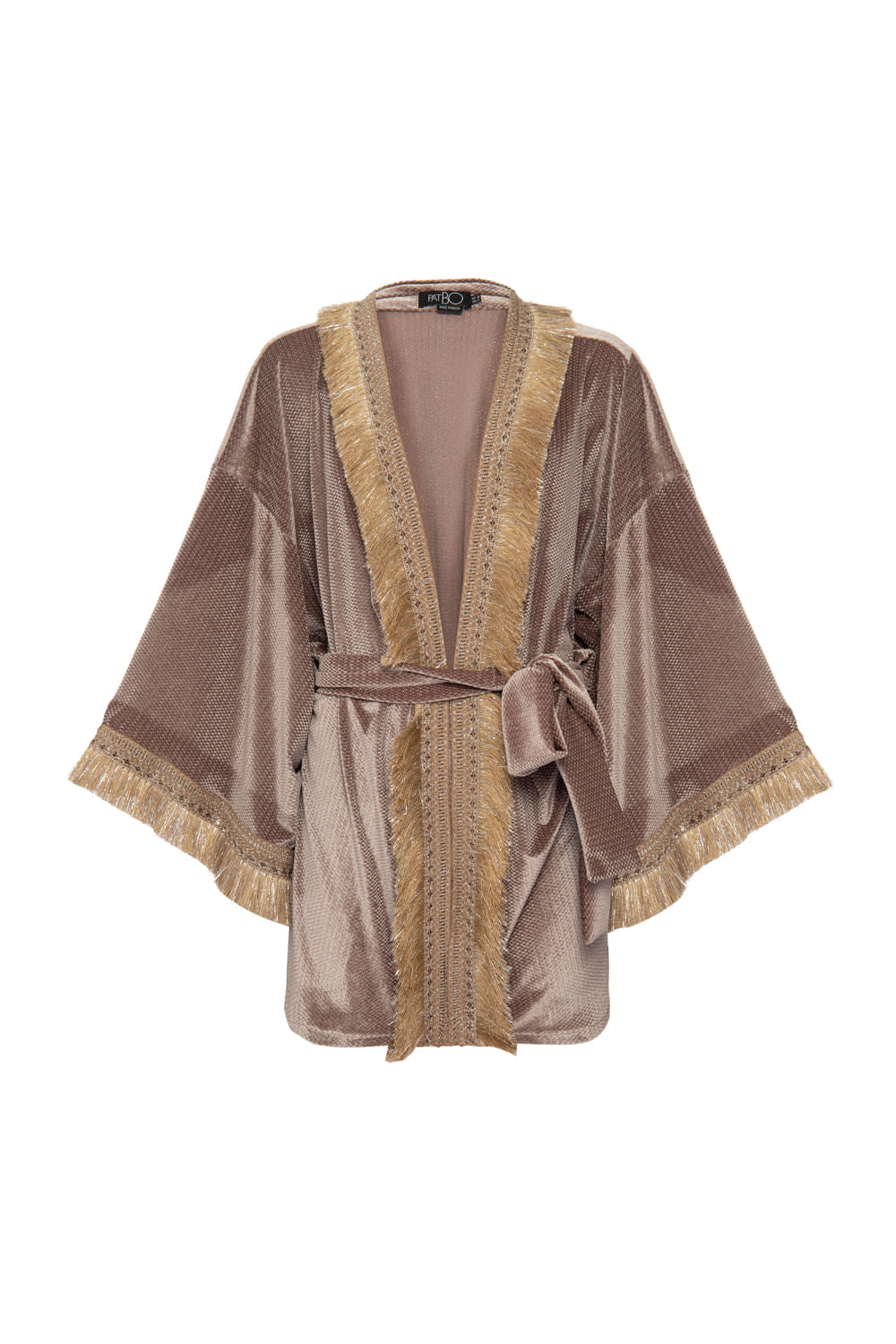 KIMONO FRANJAS VELUDO WOOF DOURADO