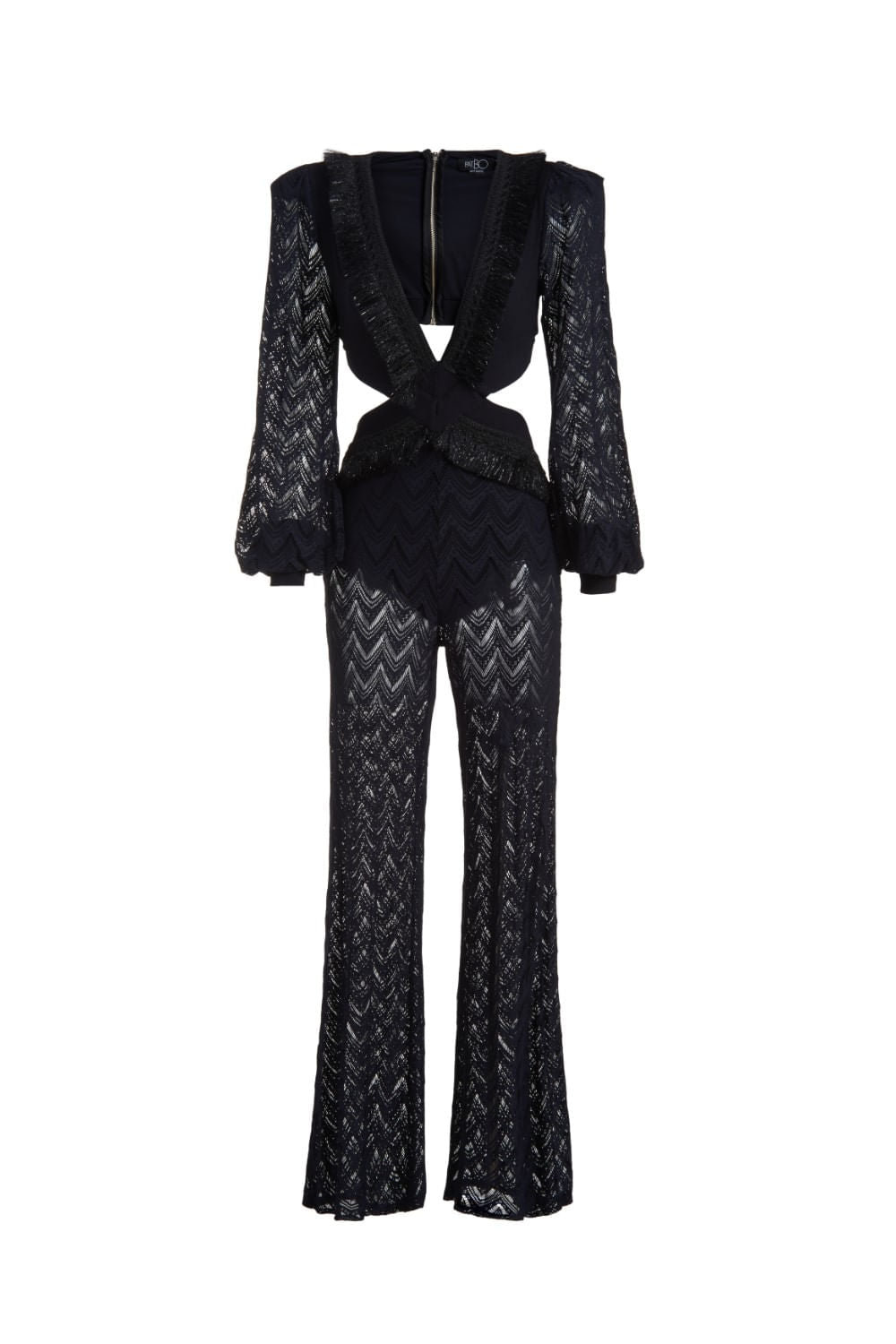MACACÃO FRINGE TRIM CUTOUT PRETO