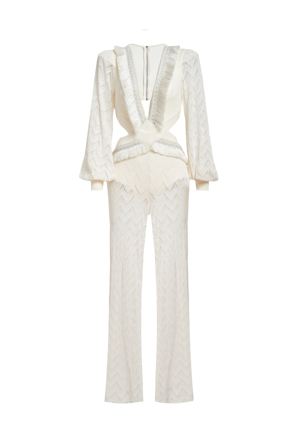 MACACÃO FRINGE TRIM CUTOUT OFF WHITE