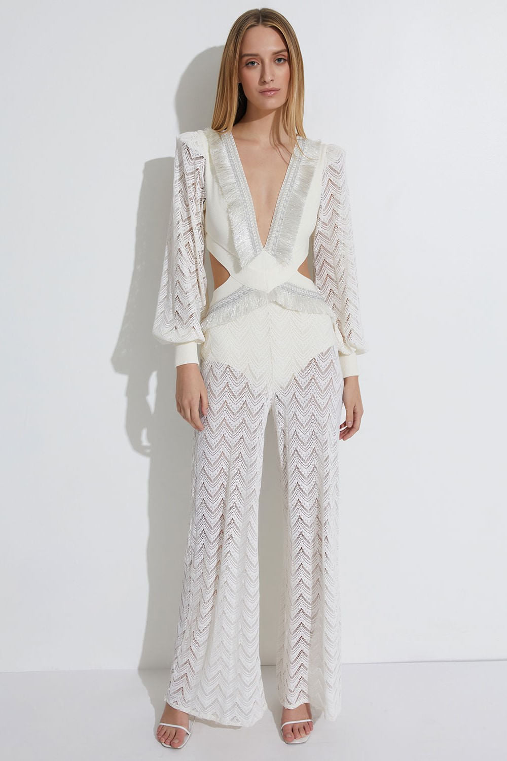 MACACÃO FRINGE TRIM CUTOUT OFF WHITE