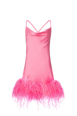 PIJAMA CURTO NEW LANVIN ROSA COM PLUMAS ROSA