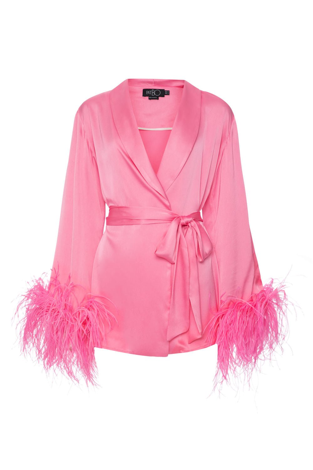 CONJUNTO PIJAMA CETIM LANVIN COM PLUMAS ROSA