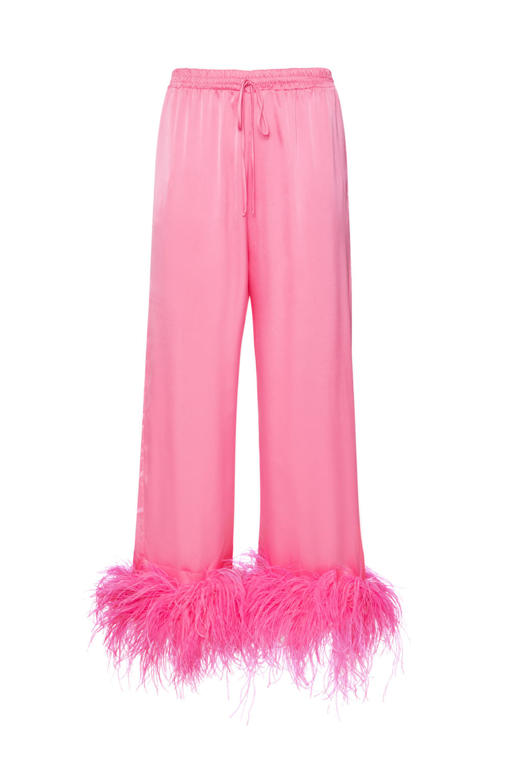 CONJUNTO PIJAMA CETIM LANVIN COM PLUMAS ROSA