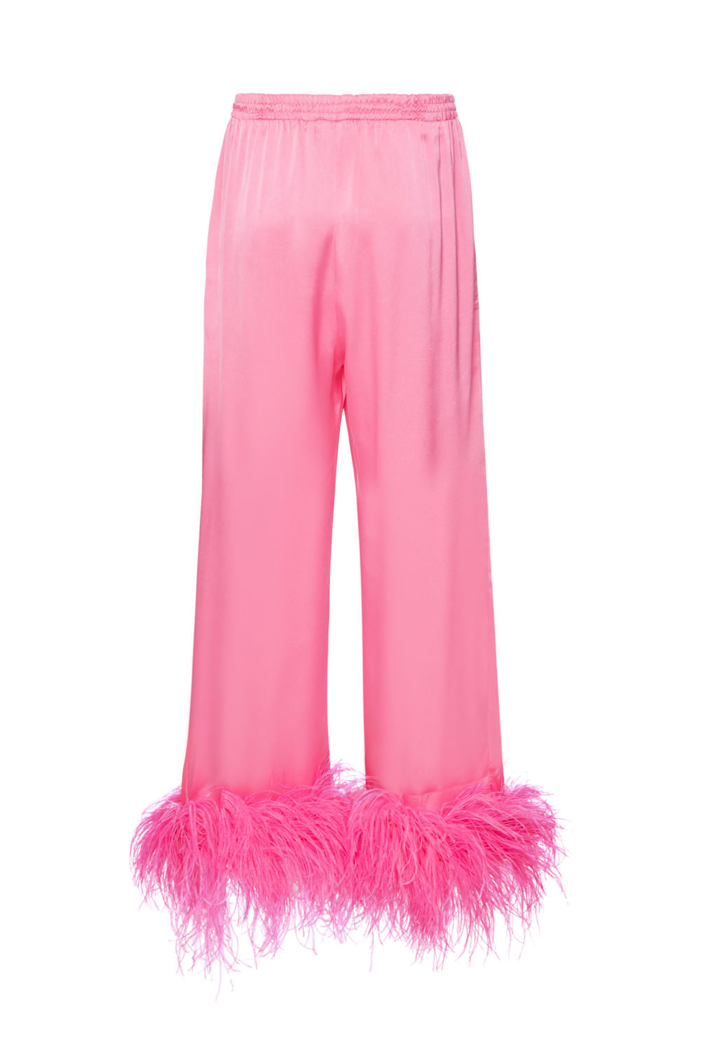 CONJUNTO PIJAMA CETIM LANVIN COM PLUMAS ROSA