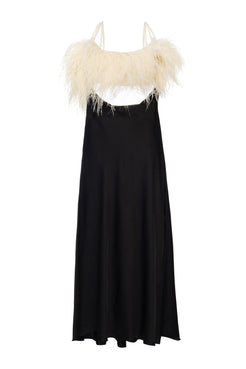 PIJAMA NEW LANVIN PRETO COM PLUMAS NO PEITO PRETO