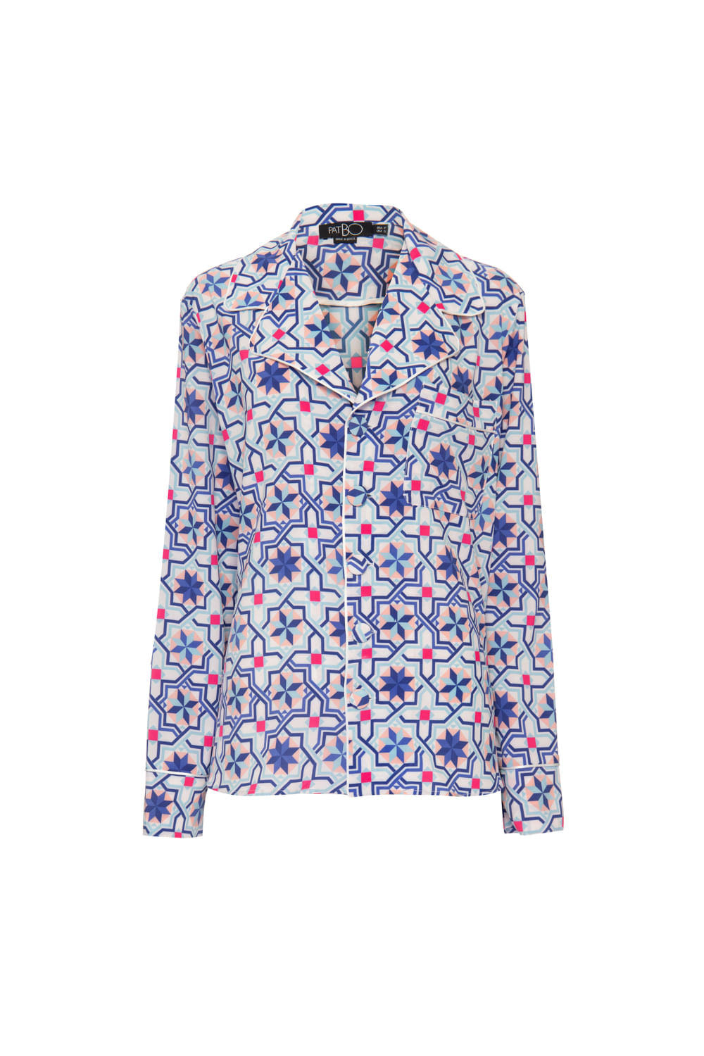 Pijama longo geométrico sochi off white