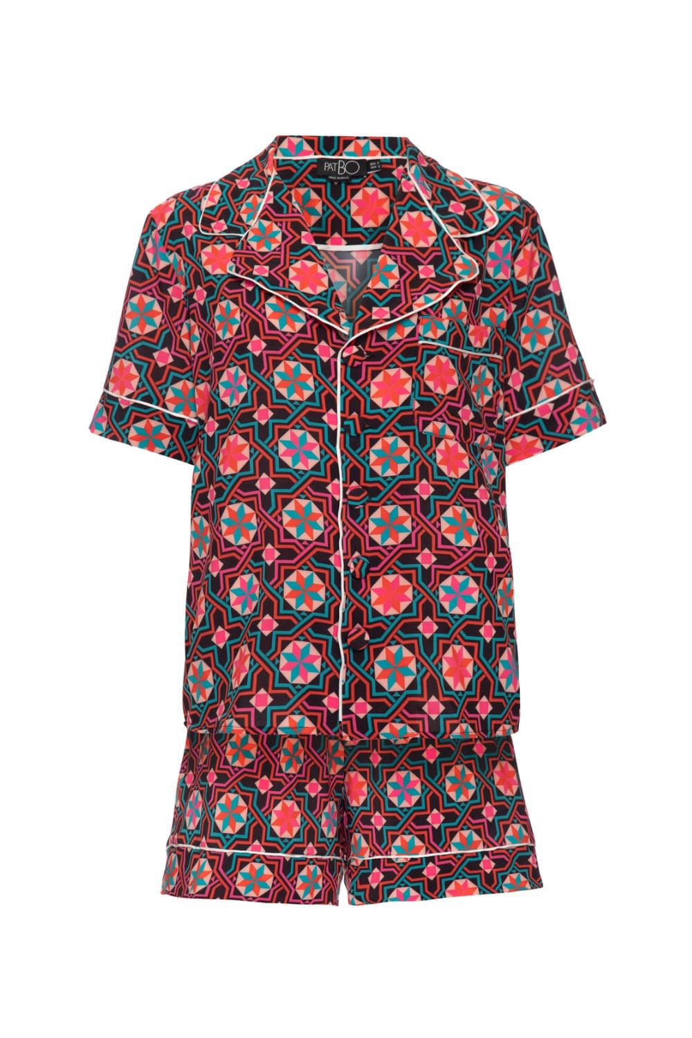 PIJAMA CURTO GEOMÉTRICO SOCHI PRETO