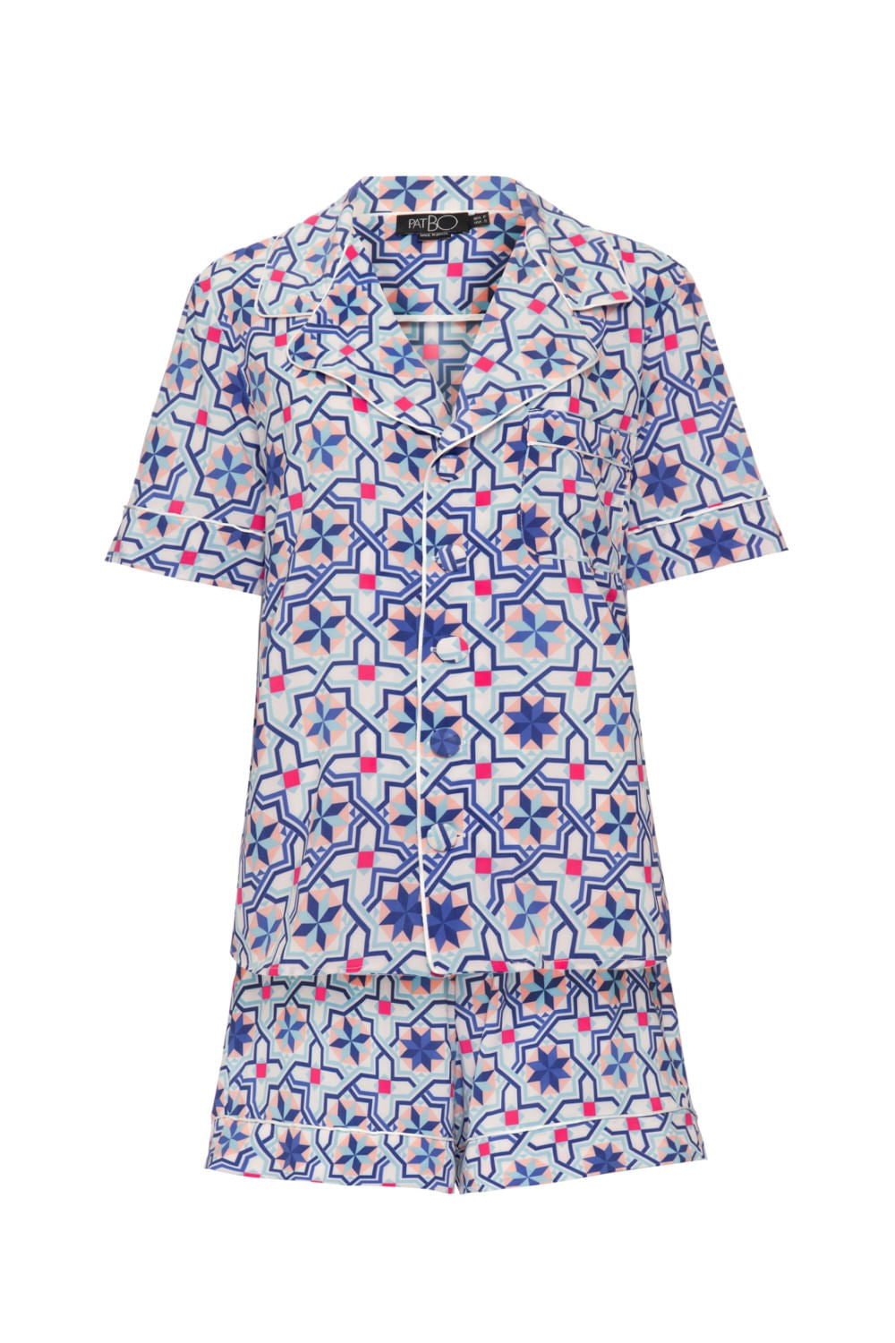 Pijama curto geométrico sochi off white