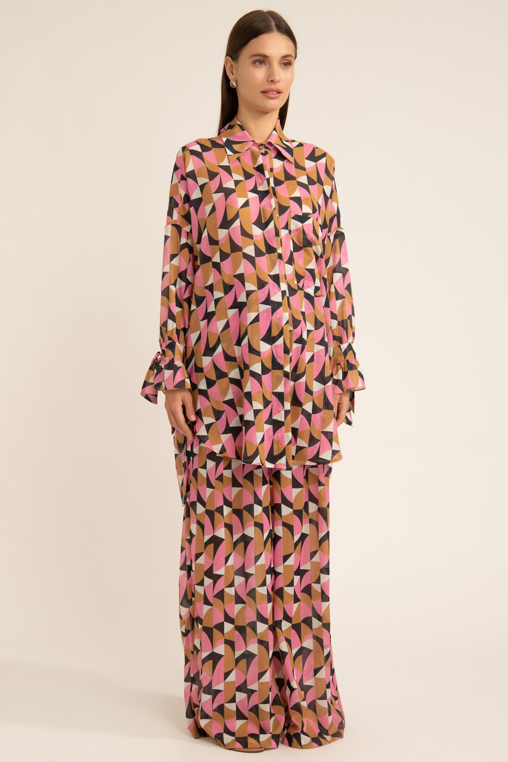 Pijama longo geométrico zellij rose