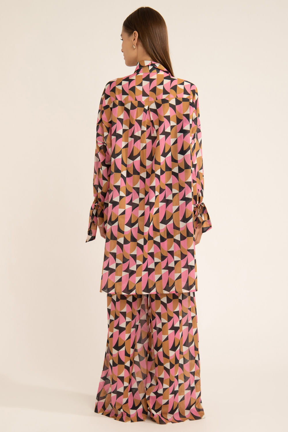 Pijama longo geométrico zellij rose