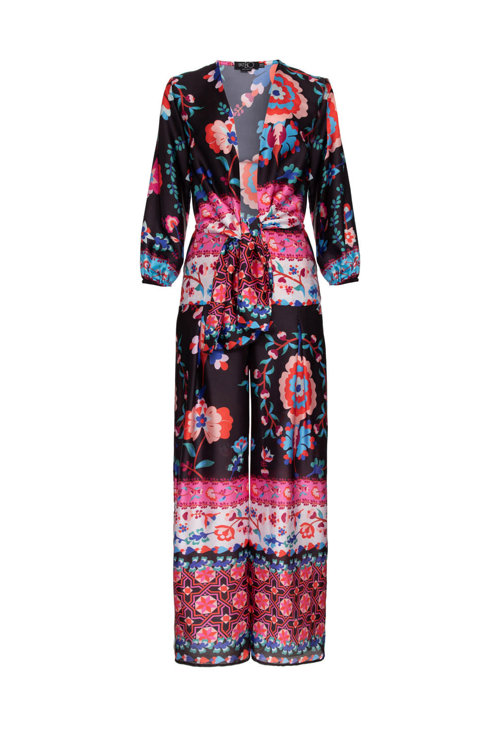 PIJAMA LONGO DAMASCENA PRETO