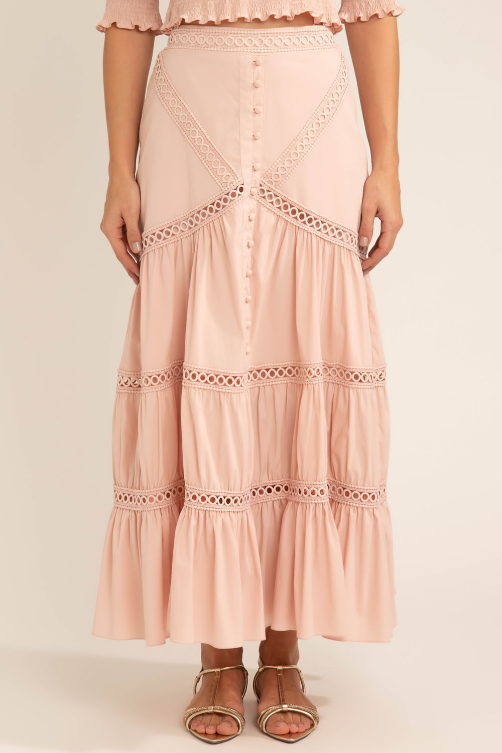 Saia mídi soft 60's rosa