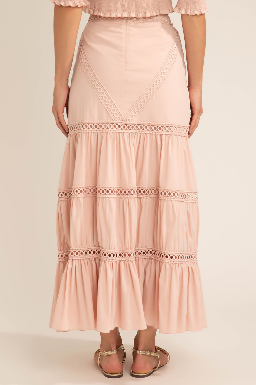 Saia mídi soft 60's rosa