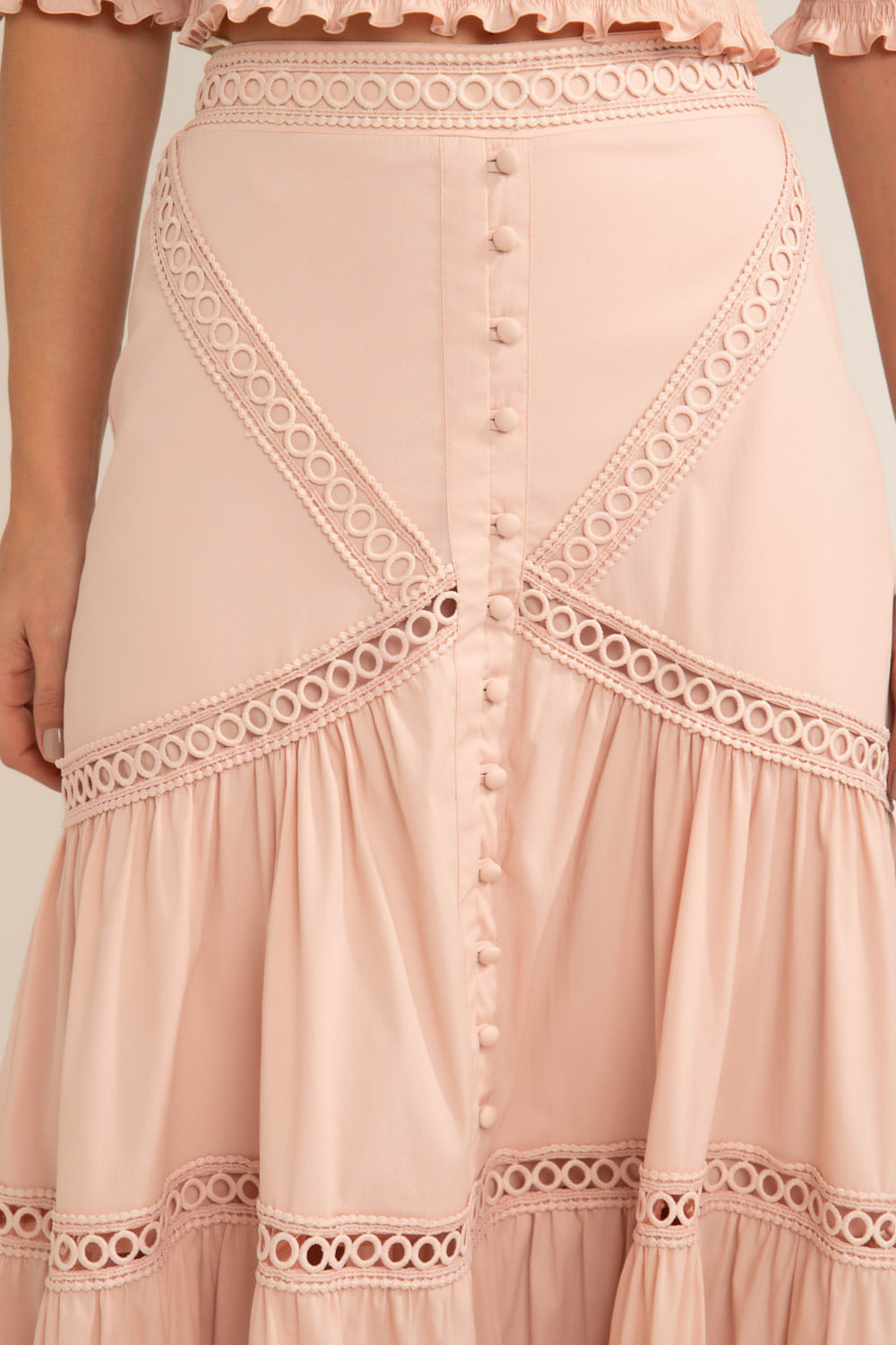 Saia mídi soft 60's rosa