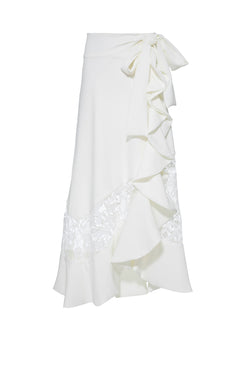 SAIA MÍDI TRANSPASSADA BABADO LATERAL OFF WHITE
