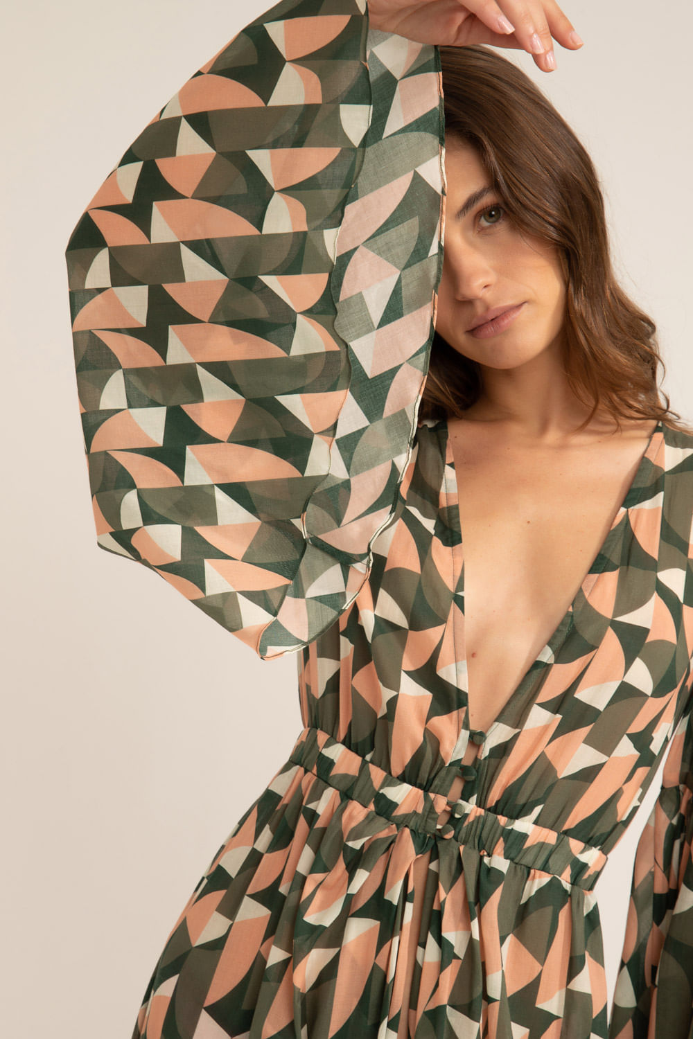 SAÍDA DE PRAIA LONGA GEOMÉTRICO ZELLIJ VERDE