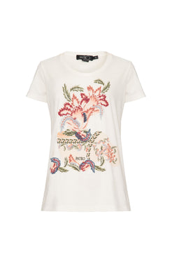 T-shirt bordada geométrico zellij off white