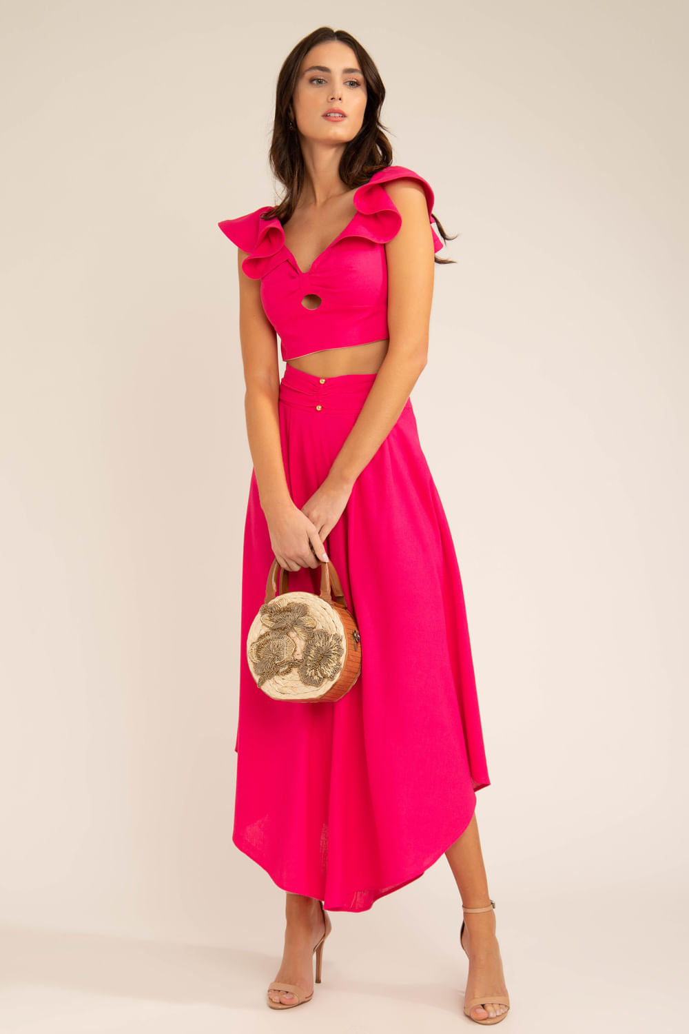 Top babado scape pink