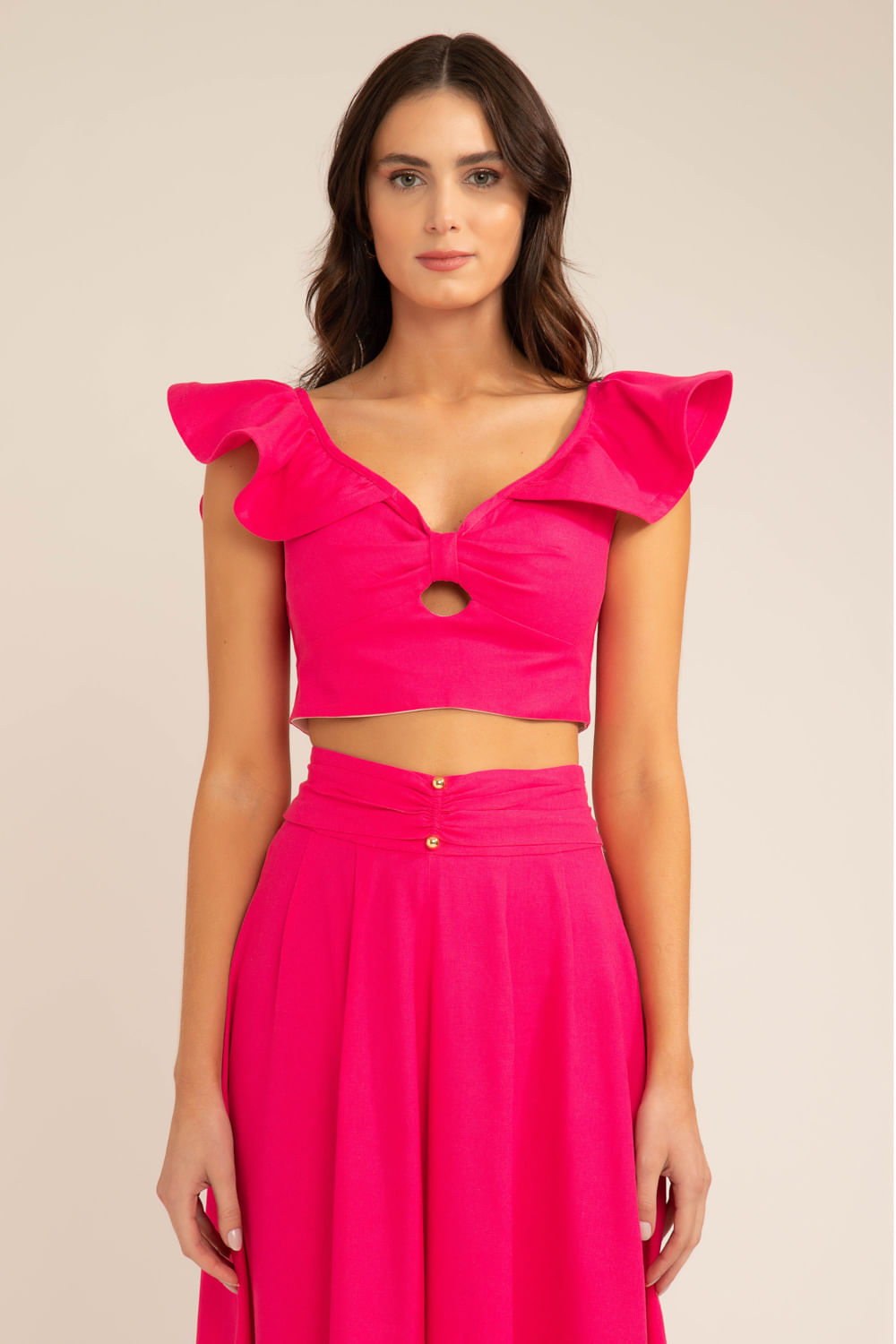 Top babado scape pink