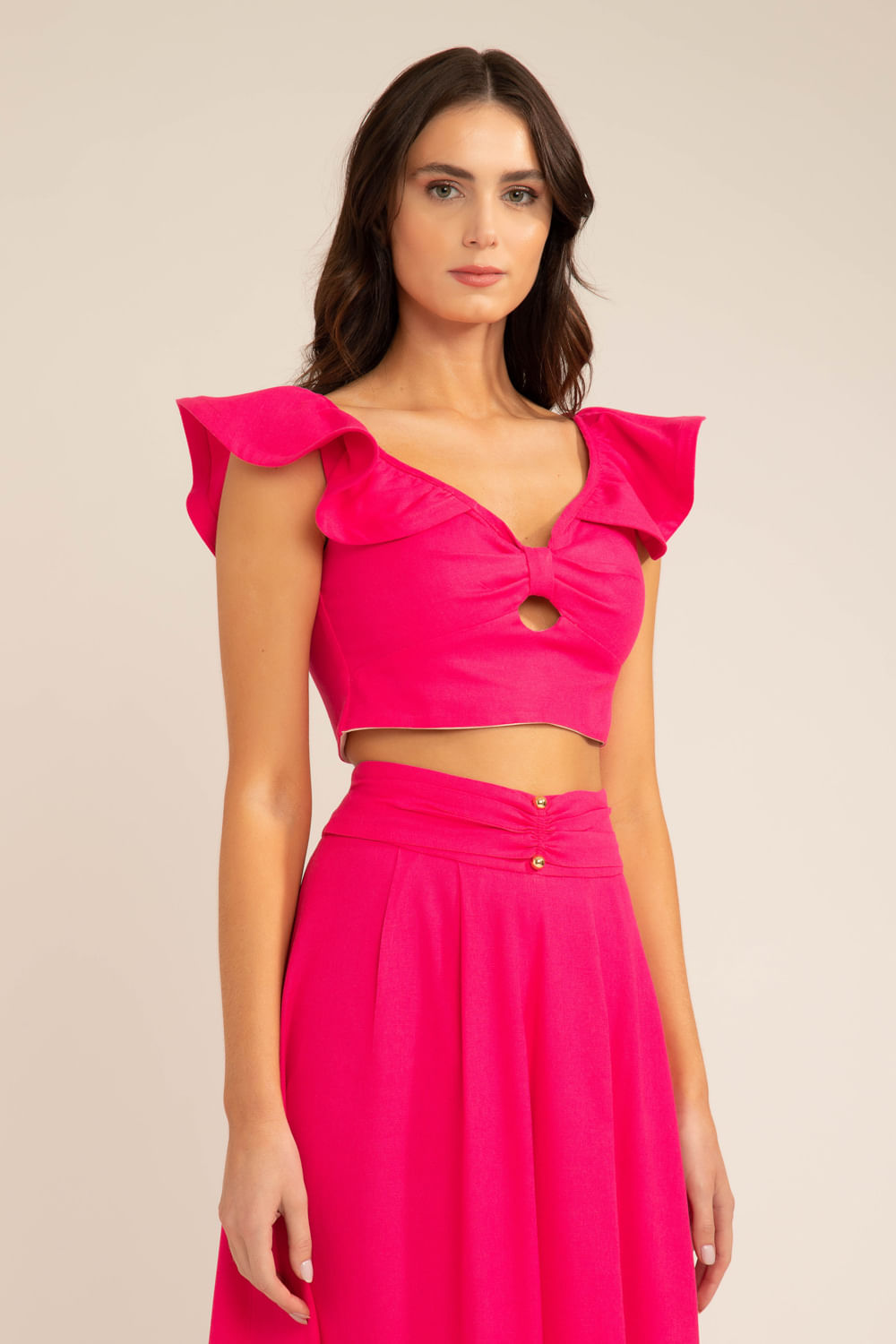 Top babado scape pink