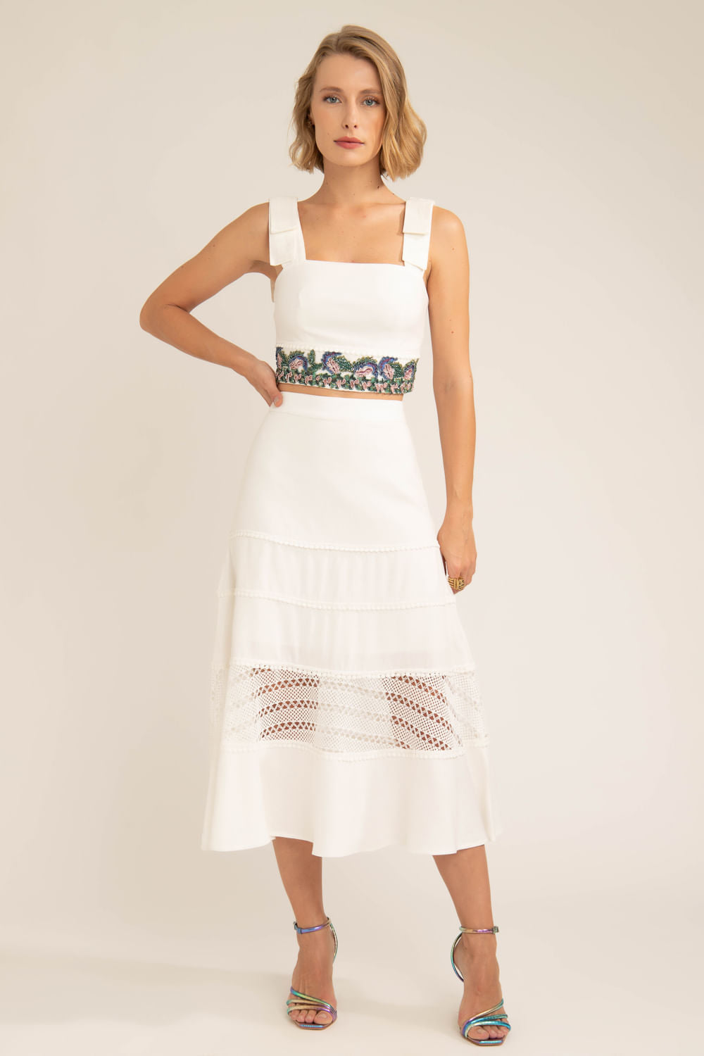 Top alça laço scape off white