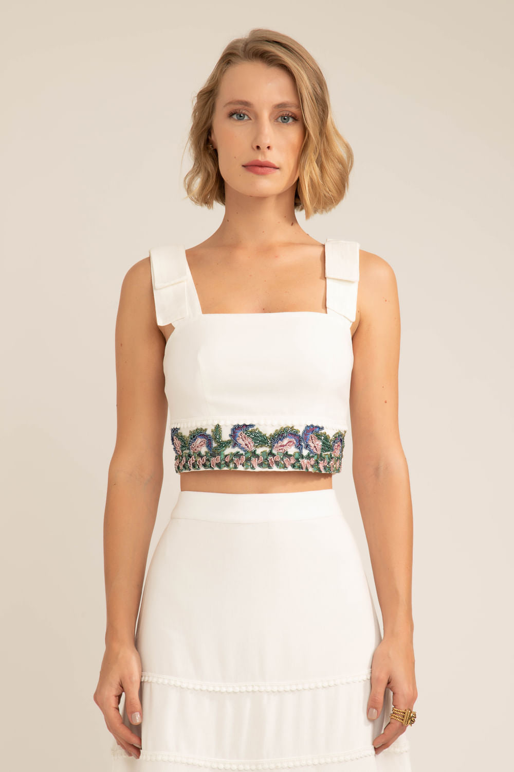 Top alça laço scape off white