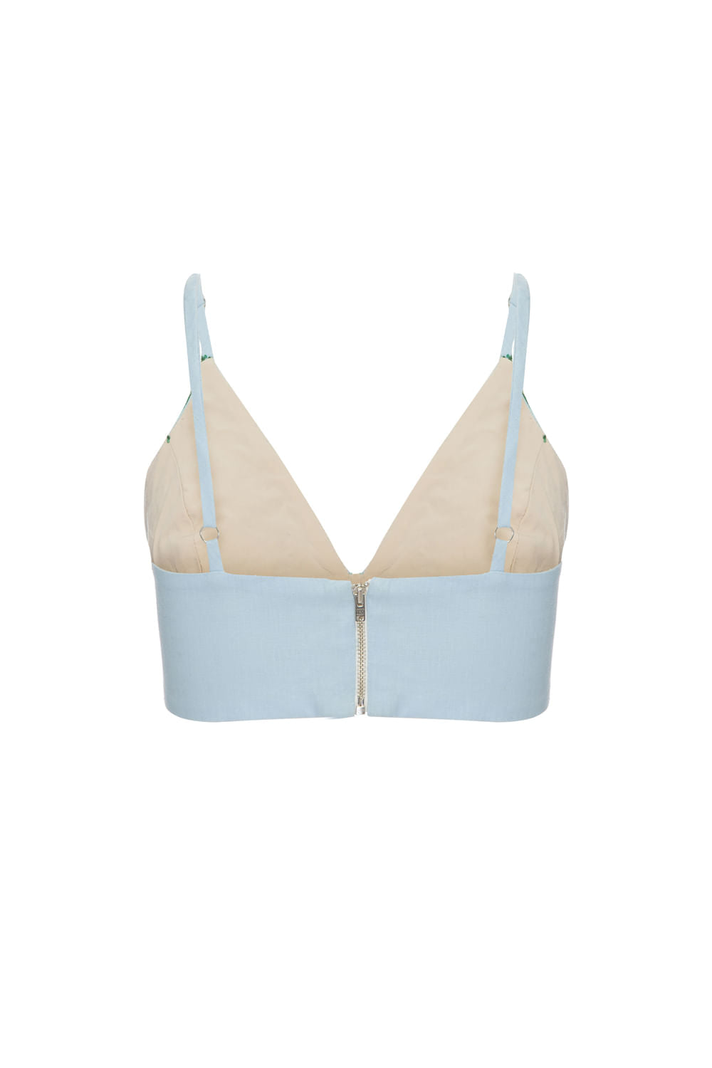Top linho bordado saline azul