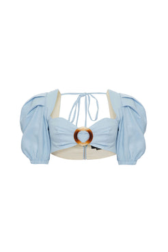 Top linho argola azul