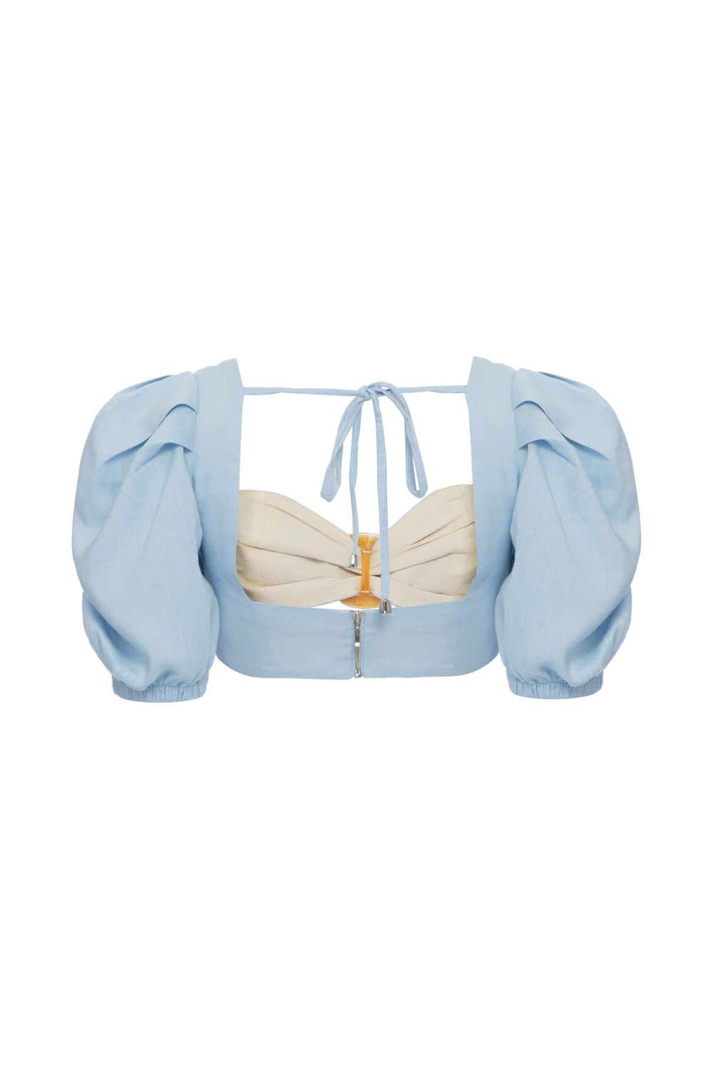 Top linho argola azul