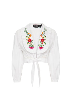 Top camisa amarração soft 60's branco