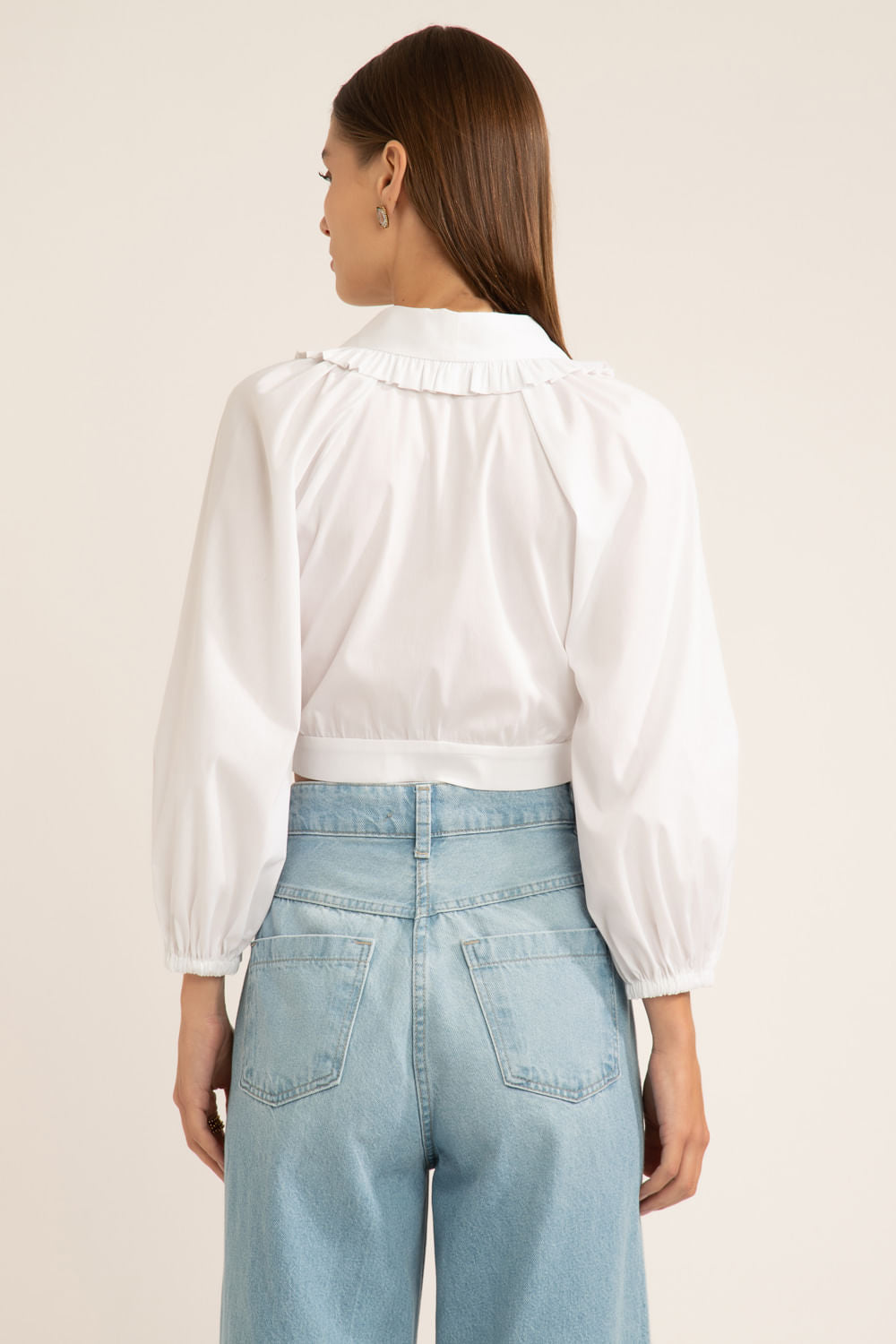 Top camisa amarração soft 60's branco