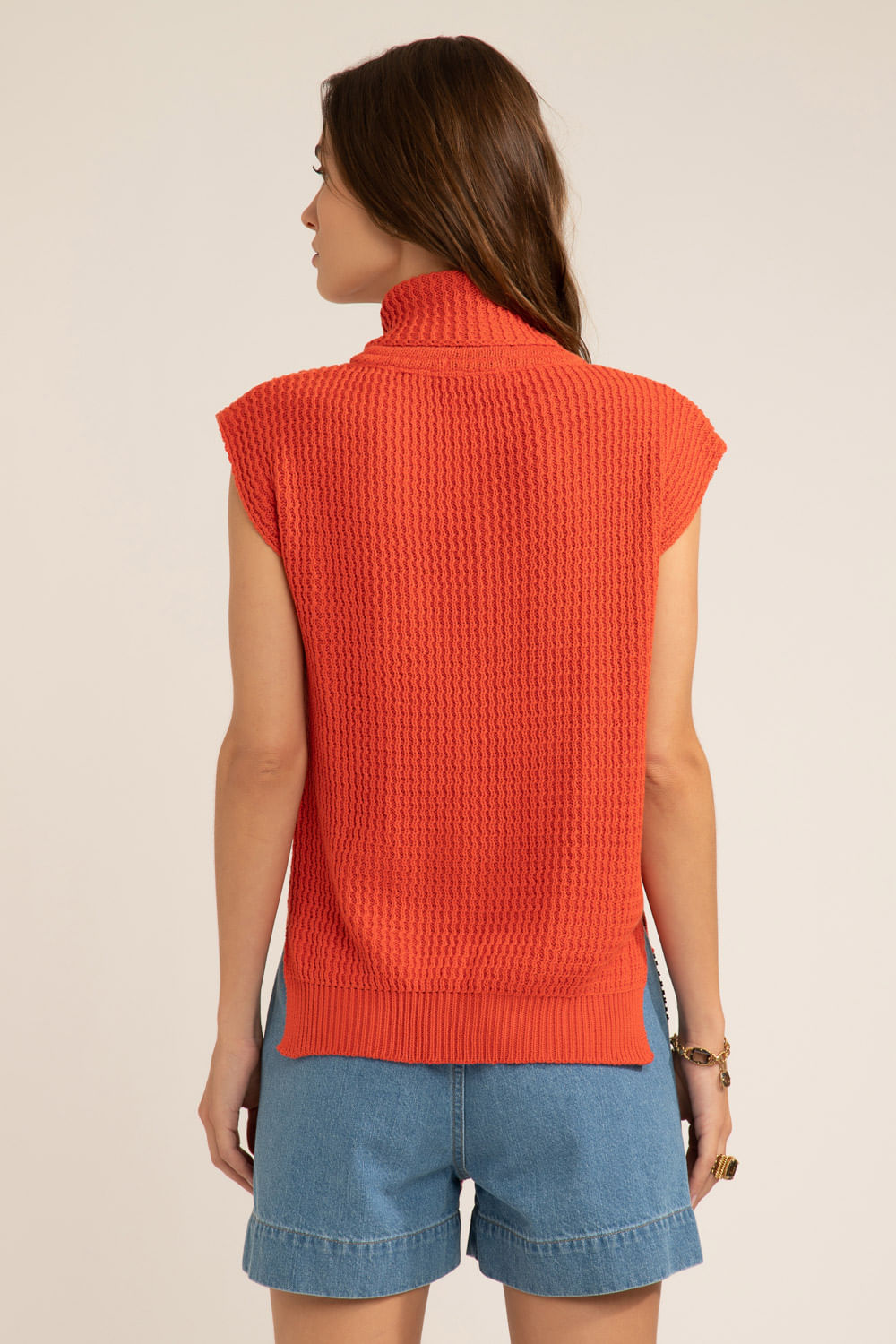 Blusa gola alta tricot gypsy laranja