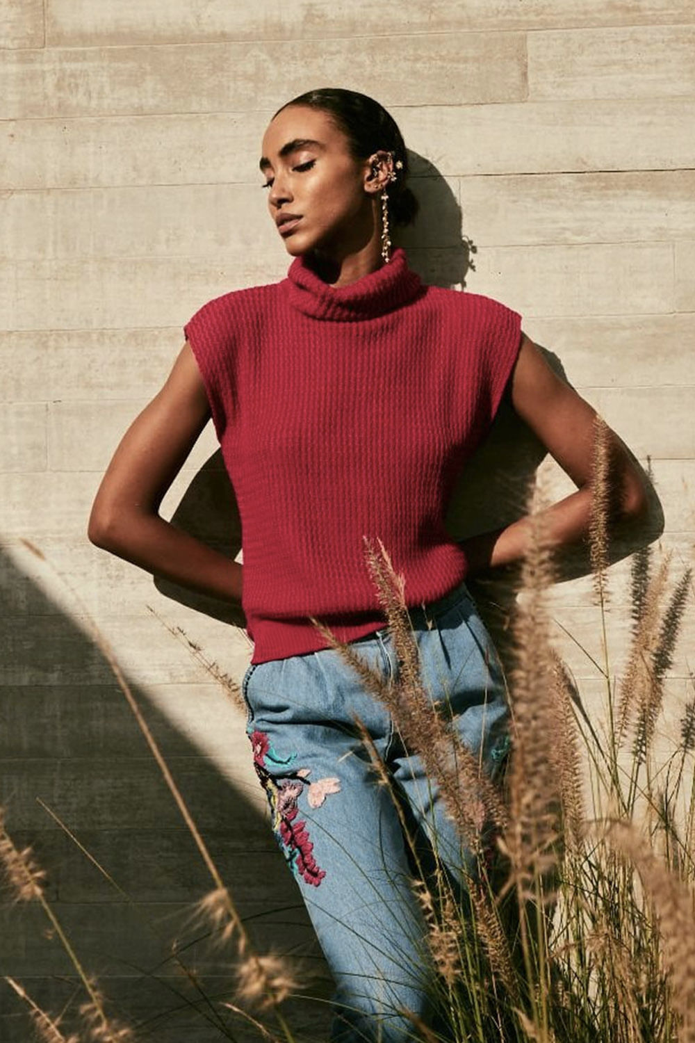 Blusa gola alta tricot gypsy pink