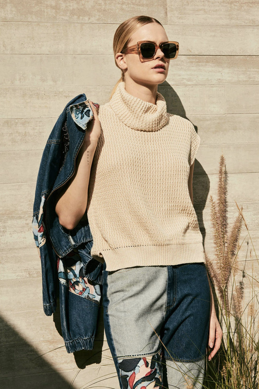Blusa gola alta tricot gypsy offwhite