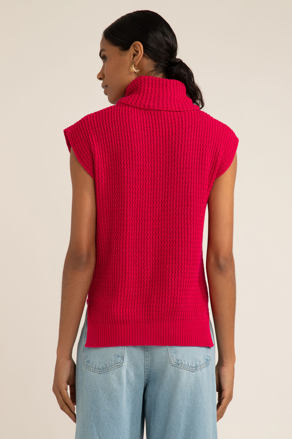 Blusa gola alta tricot gypsy pink