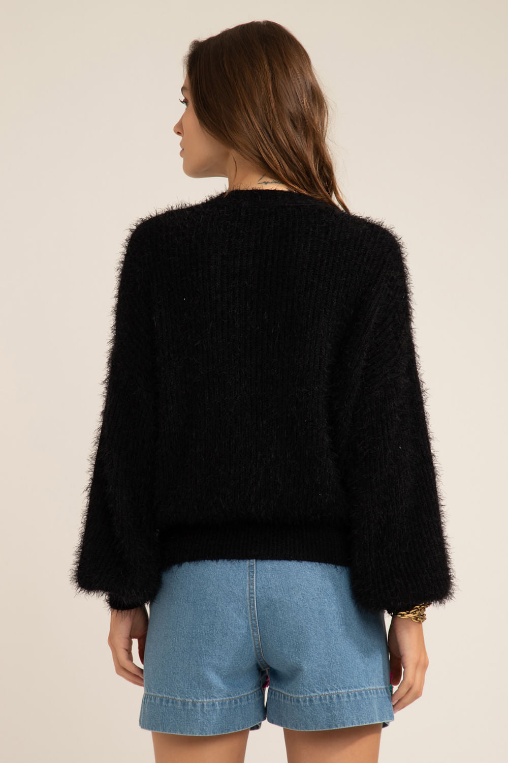 CASACO BORDADO TRICOT GYPSY PRETO