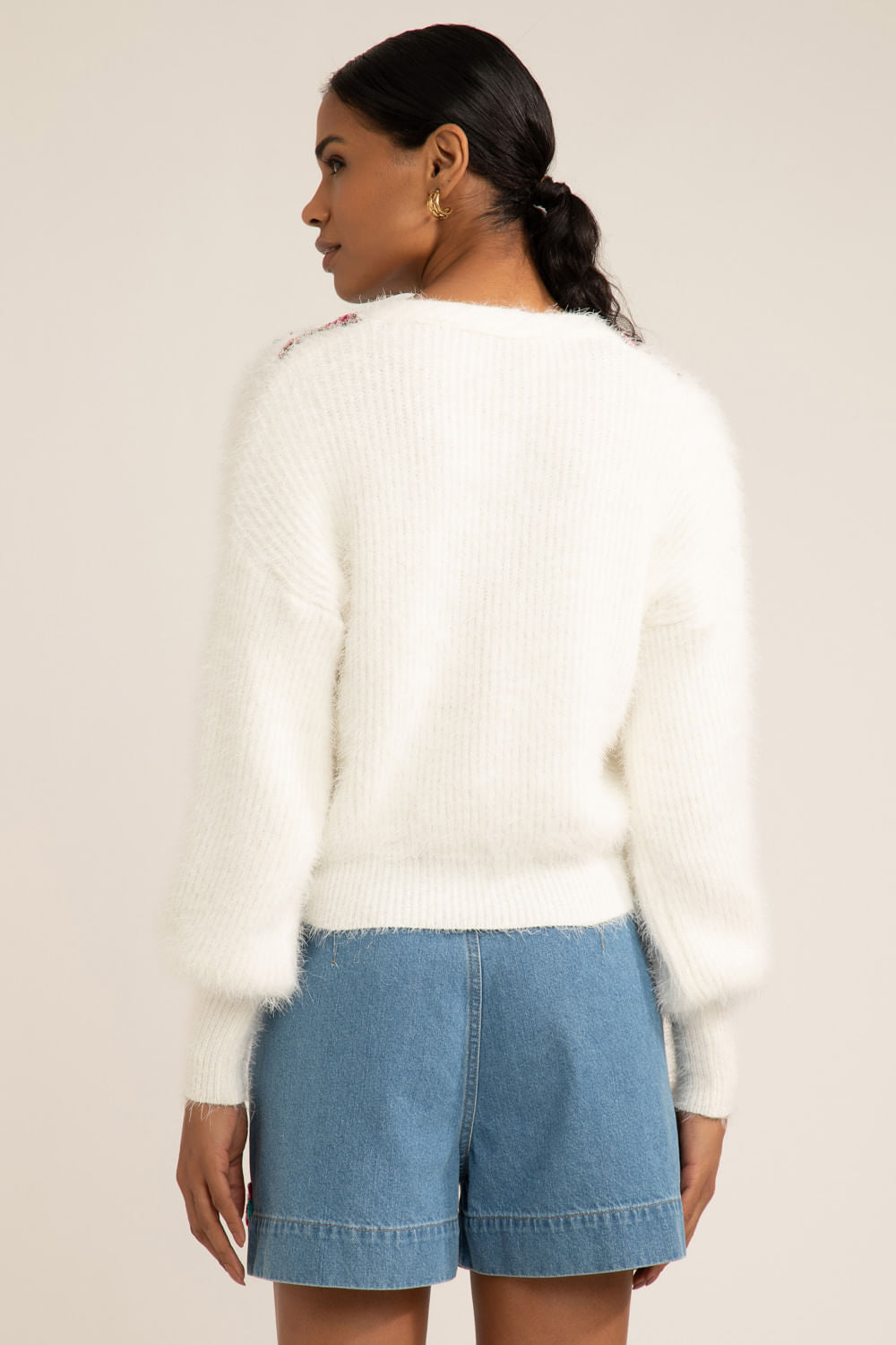 CASACO BORDADO TRICOT GYPSY OFF WHITE