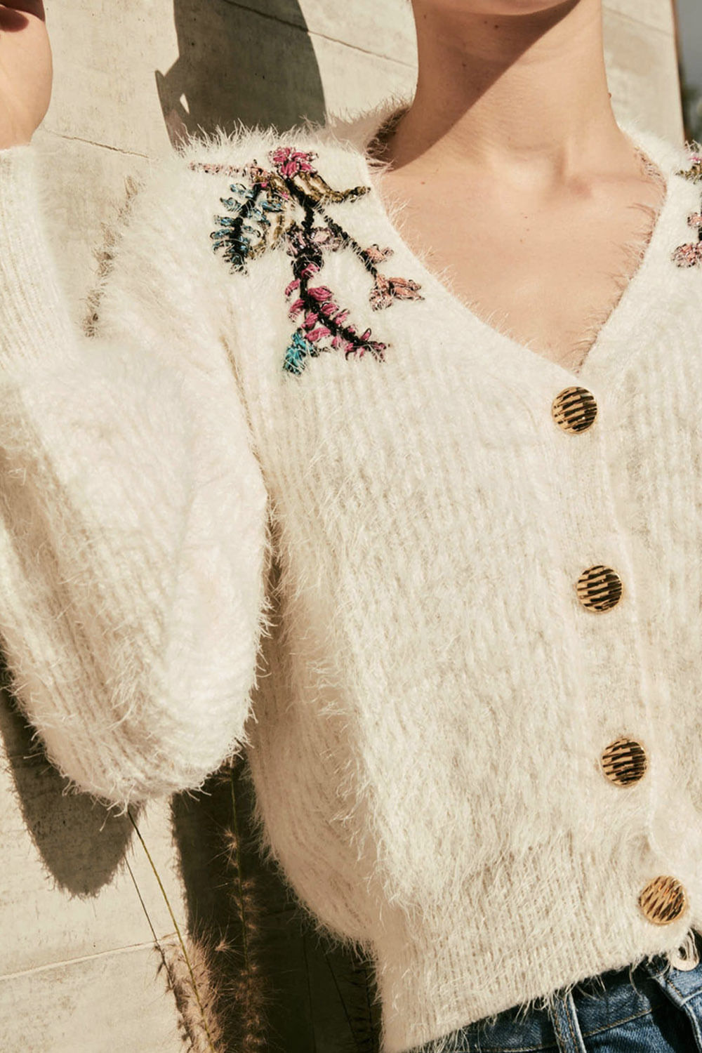 CASACO BORDADO TRICOT GYPSY OFF WHITE