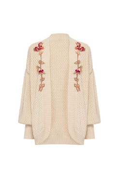 CARDIGAN ABERTO BORDADO TRICOT GYPSY OFFWHITE