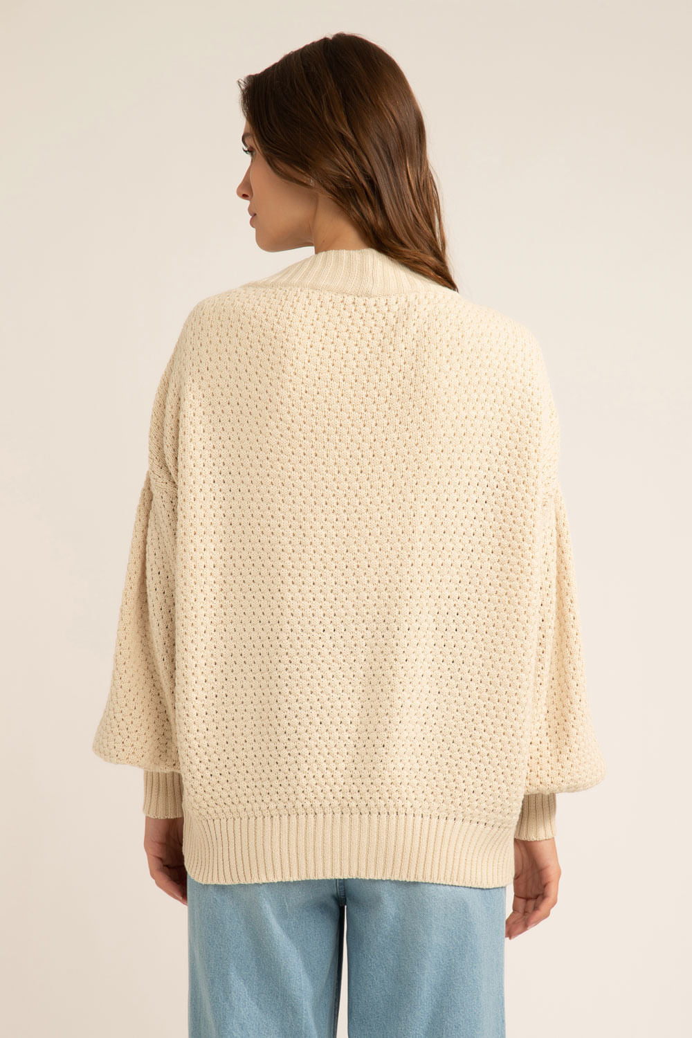 CARDIGAN ABERTO BORDADO TRICOT GYPSY OFFWHITE