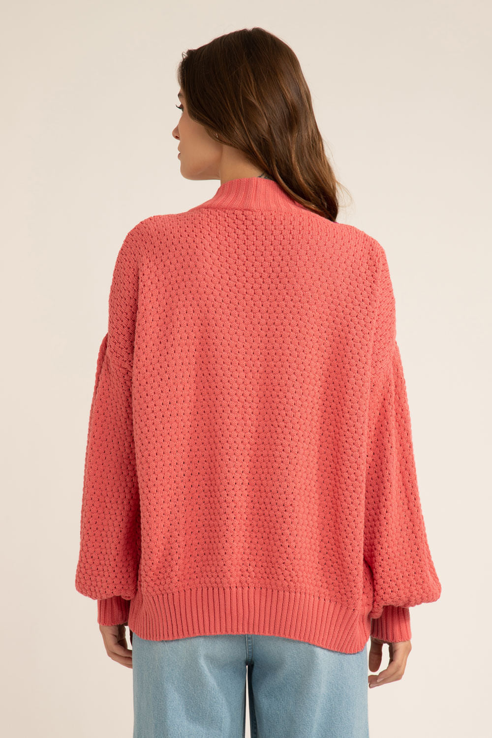 CARDIGAN ABERTO BORDADO TRICOT GYPSY ROSA
