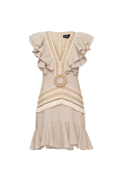 Vestido curto fivela palha desert natural