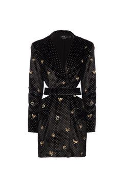 VESTIDO CURTO VELUDO SPARKLE PRETO