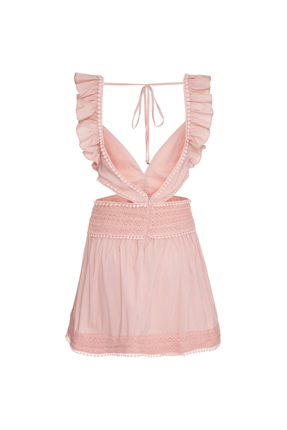 VESTIDO CURTO BABADO SOFT 60'S ROSA