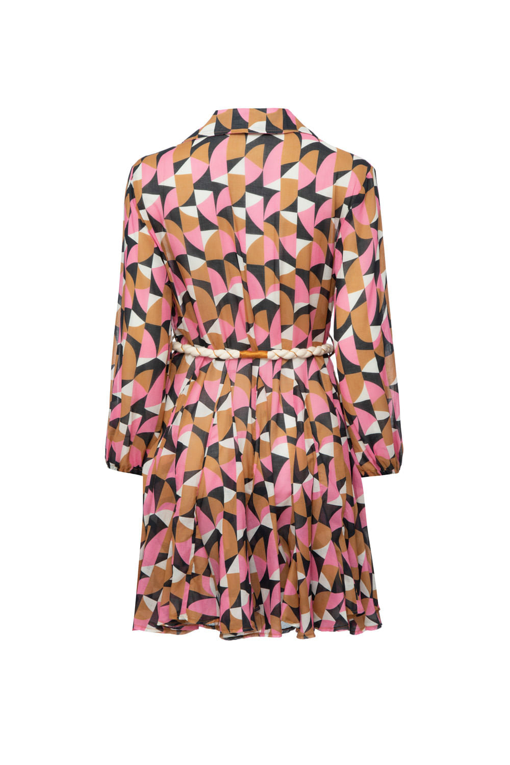 VESTIDO CURTO BOTÕES GEOMÉTRICO ZELLIJ ROSE