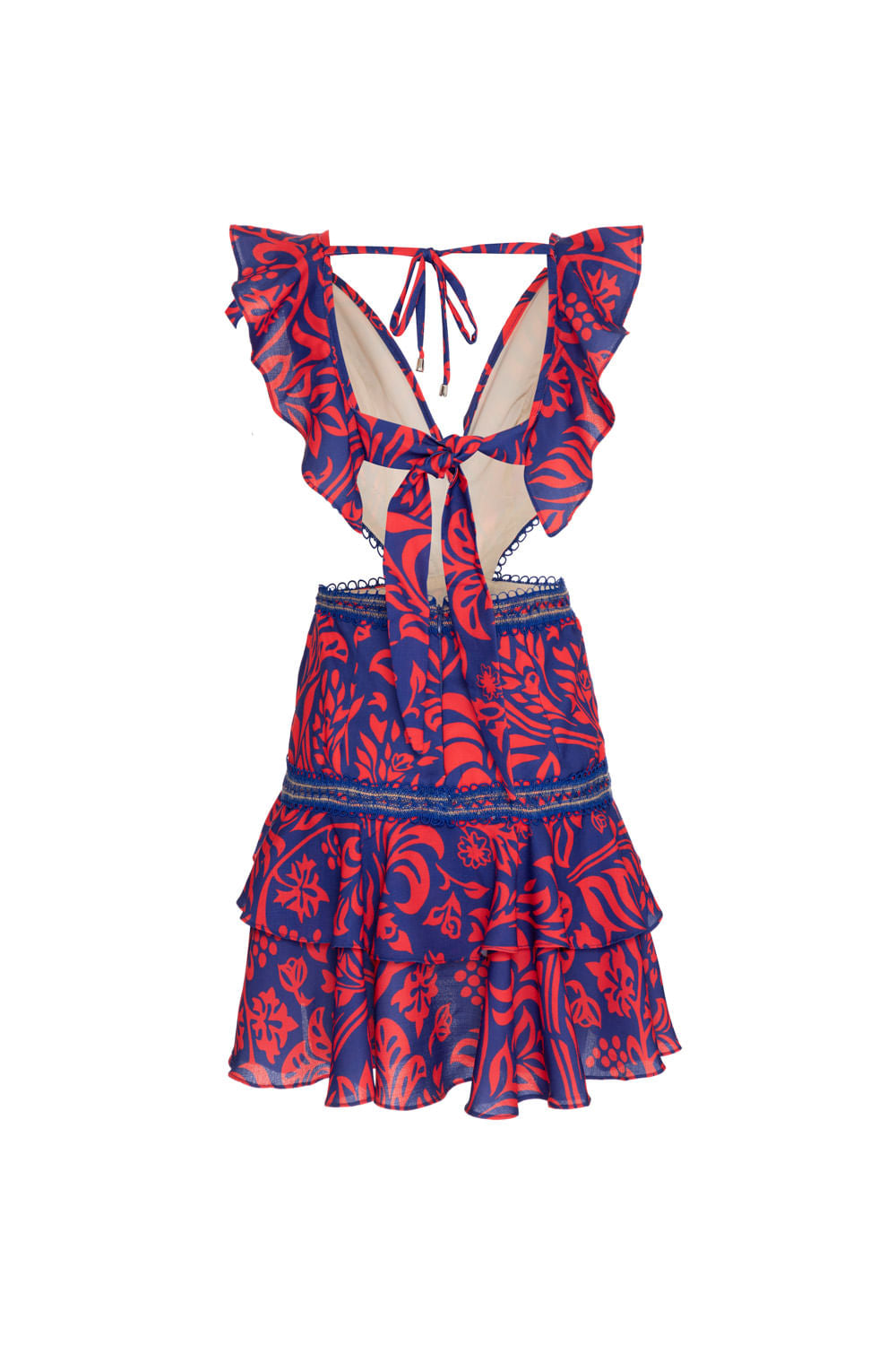 VESTIDO CURTO ENTREMEIO TROPICAL GRÁFICO AZUL