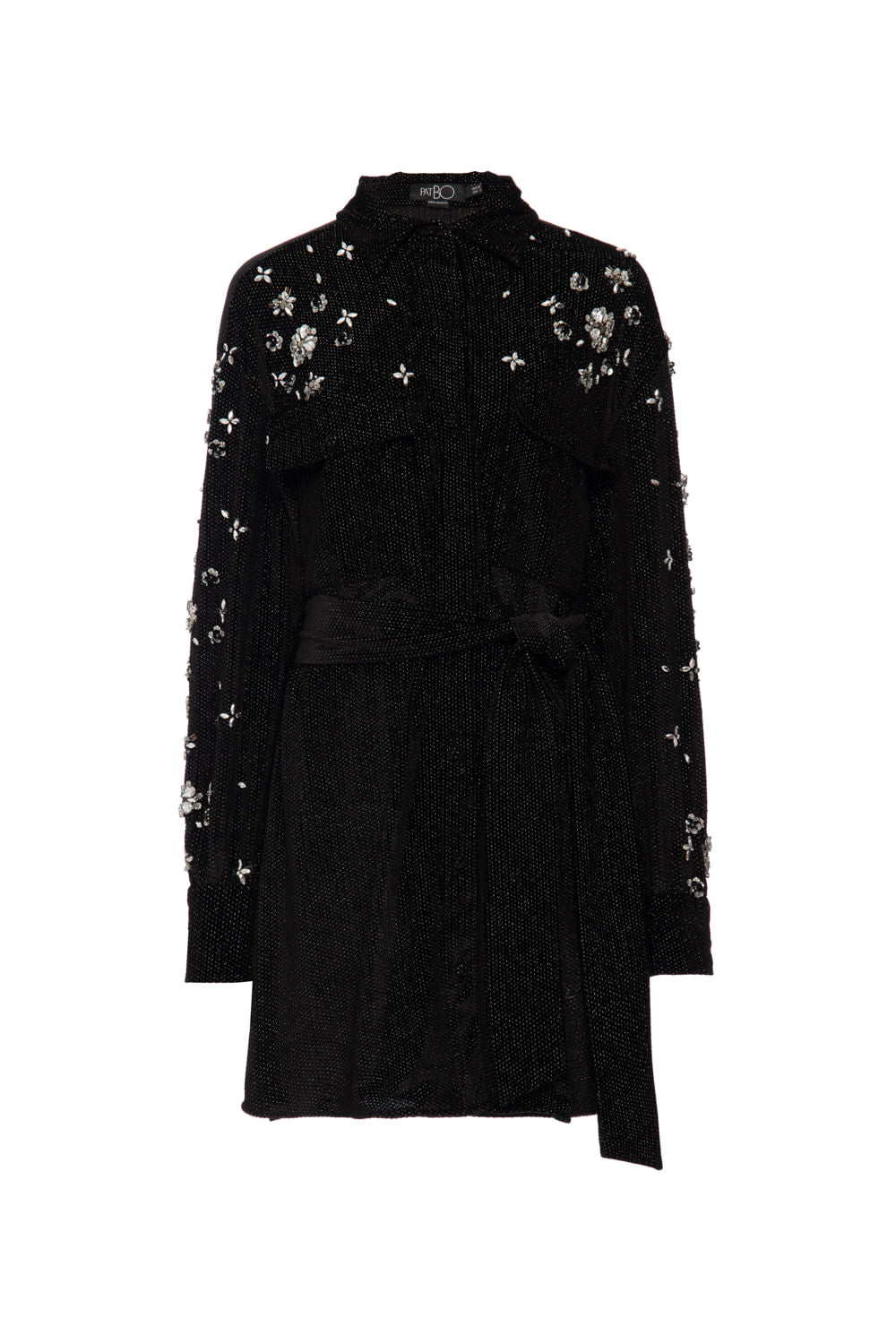 VESTIDO CURTO FAIXA VELUDO WOOF PRETO