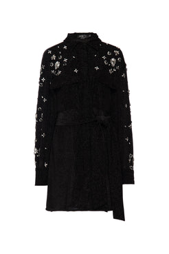 VESTIDO CURTO FAIXA VELUDO WOOF PRETO