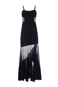 VESTIDO LONGO TELA SCAPE PRETO